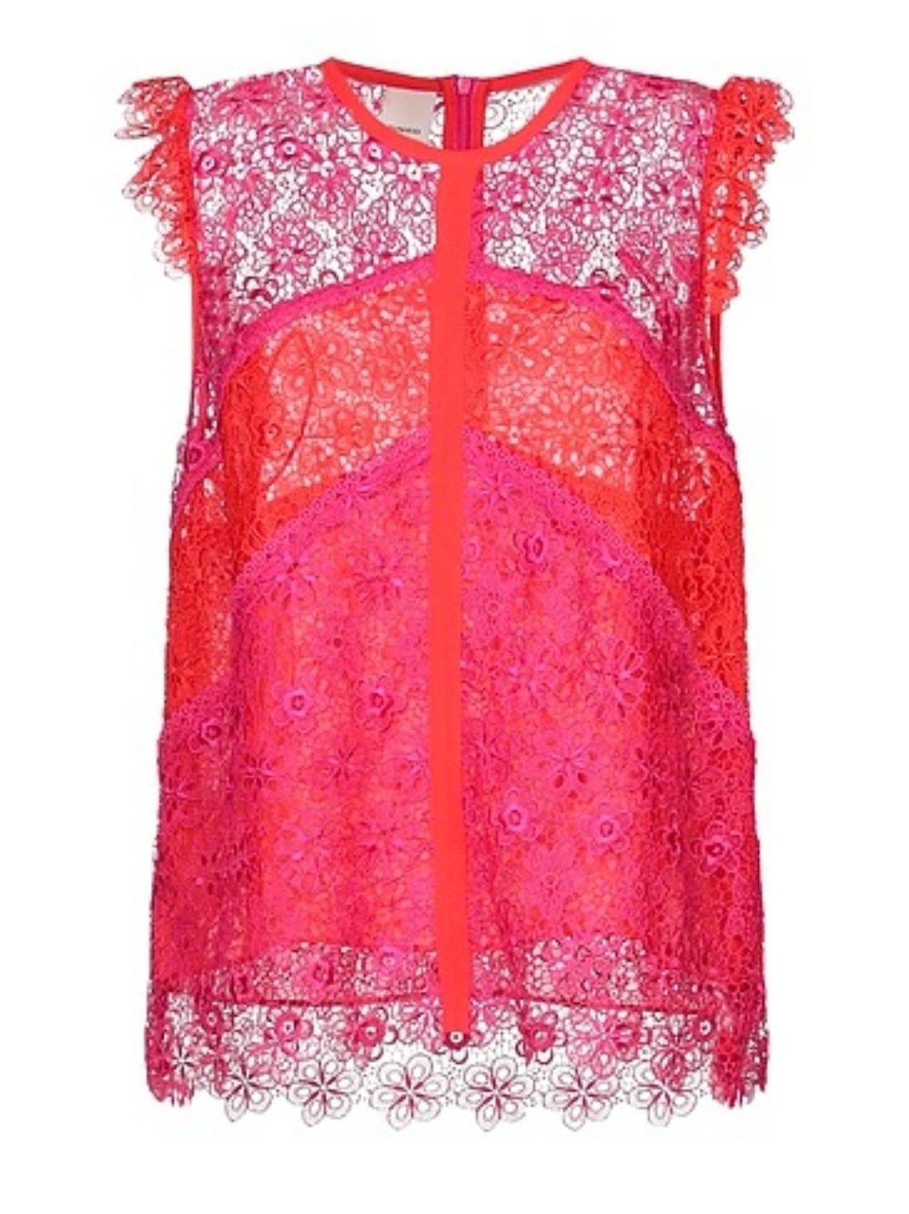 Pinko pink& red delicate floral lace top Sz 4